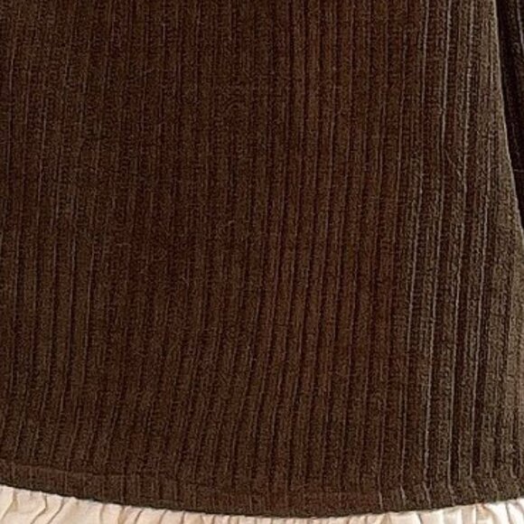 Cute Brown Ribbed Ruffle Trim Cardigan - Picture 4 of 4